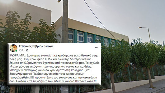 ΚΡΟΥΣΜΑ ΚΟΡΟΝΟΪΟΥ ΣΤΟ 2ο ΓΥΜΝΑΣΙΟ ΠΕΤΡΟΥΠΟΛΗΣ